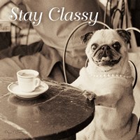 Cafe Pug Stay Classy V2 Fine Art Print