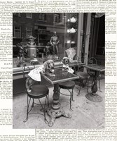 Barking at the Waiter with Newsprint Fine Art Print