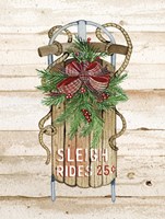 Holiday Sports II on Wood Sleigh Rides Fine Art Print