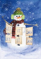 Snowman Saying II on Blue Fine Art Print