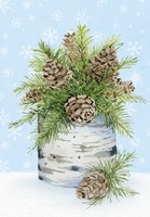 Birch Vase II on Blue Fine Art Print