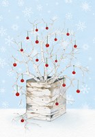 Birch Vase III on Blue Fine Art Print