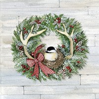 Holiday Wreath IV on Wood Fine Art Print