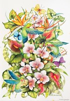 Orchid Splendor with Birds Fine Art Print