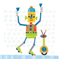 Robot Party I on Square Toys Fine Art Print