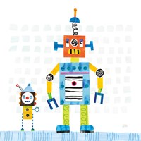 Robot Party II on Square Toys Fine Art Print