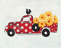 Modern Americana Rooster Orange Flowers Fine Art Print