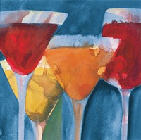 Four Mixed Drinks Light Blue Fine Art Print