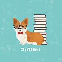 Good Dogs Corgi Teal Fine Art Print