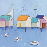 Boat House Row Dark Blue Sky Fine Art Print