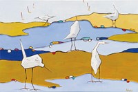 Marsh Egrets VI Dark Sand Fine Art Print