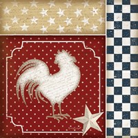 Red White and Blue Rooster IV Fine Art Print