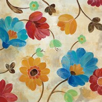 Coral and Teal Garden I Framed Print