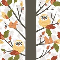 Fall Owls in a Tree Fine Art Print