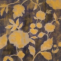 Indigo and Gold Silhouettes II Fine Art Print