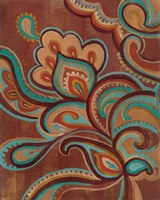 Bohemian Paisley I Turquoise Fine Art Print
