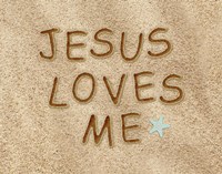 Jesus Loves Me Sand Fine Art Print