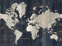 Old World Map Blue Crop Fine Art Print