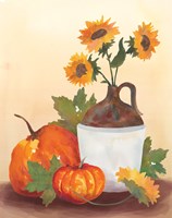 Watercolor Harvest Sunflower I Framed Print