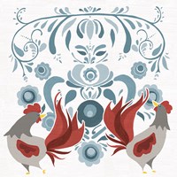 Americana Roosters I Framed Print