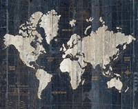 Old World Map Blue v2 Fine Art Print