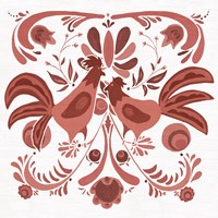 Americana Roosters II Red Framed Print