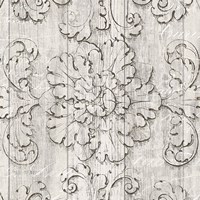 Italian Scroll V on Driftwood Framed Print