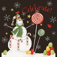 Sweet Snowmen I Black Framed Print