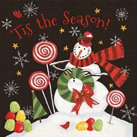 Sweet Snowmen III Black Framed Print