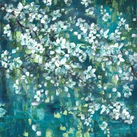 Teal Blossoms Square Fine Art Print