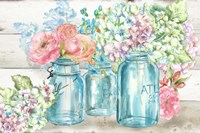 Colorful Flowers in Mason Jar Landscape Fine Art Print