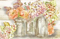 Colorful Flowers in Mason Jar Gold Fine Art Print