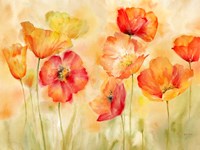 Watercolor Poppy Meadow Spice Landscape Fine Art Print