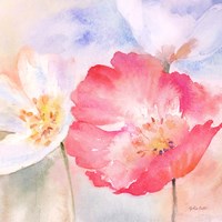 Watercolor Poppy Meadow Pastel II Fine Art Print