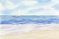 Sailboat and Seagulls I Fine Art Print