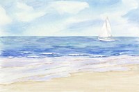 Sailboat and Seagulls II Fine Art Print