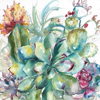 Succulent Garden Watercolor I Fine Art Print