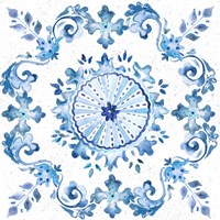 Artisan Medallions White/Blue I Fine Art Print