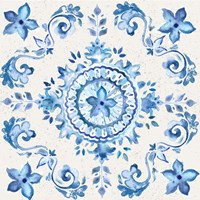 Artisan Medallions White/Blue II Fine Art Print