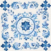 Artisan Medallions White/Blue III Framed Print