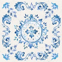 Artisan Medallions White/Blue IV Fine Art Print