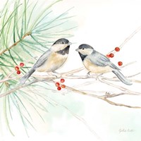 Winter Birds II Chickadees Framed Print