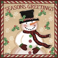 Season's Greetings Snowmen I Framed Print