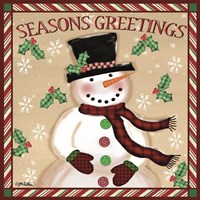 Season's Greetings Snowmen I Fine Art Print