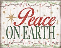 Peace on Earth Woodgrain sign Fine Art Print