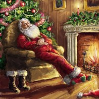 Santa asleep in Chair Fine Art Print