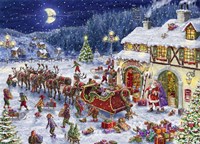 Santa Sleigh and big moon Fine Art Print