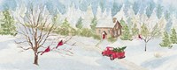 Christmas in the Country panel with red truck Fine Art Print