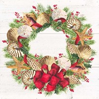 Christmas by the Sea Wreath square Fine Art Print