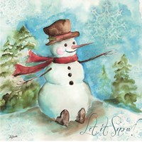 Watercolor Snowmen I Framed Print